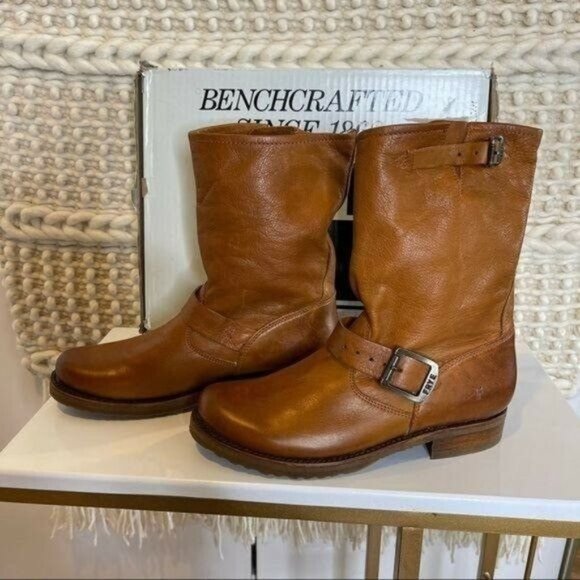 Frye Cognac " Whiskey" Short Leather Boots Size 6.5 - Picture 5 of 10